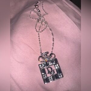 Dior Silver and Black Pendant Necklace